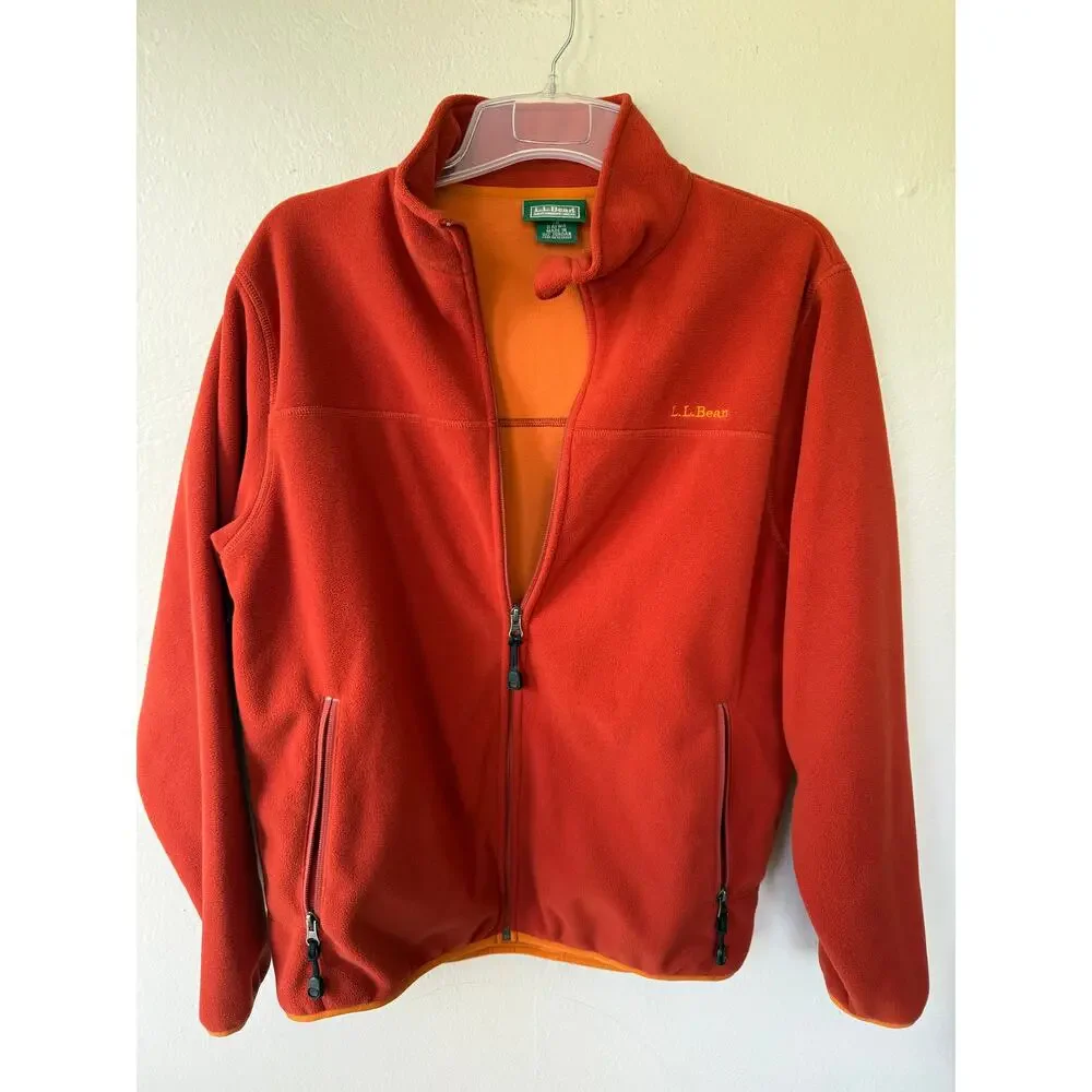 L.L.Bean Men’s Small Full Zip Fleece Jacket Burnt Orange Outdoor Fall